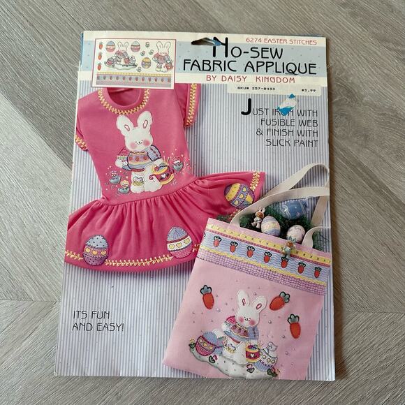 Daisy Kingdom 62754 Easter Stitches No-Sew Fabric Applique Bunny Eggs Flower - Picture 1 of 4